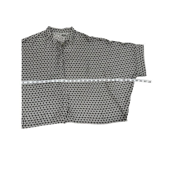 Bryn Walker Joe Shirt Top Button-Up Boxy Black White Geometric Womens Size M - Picture 7 of 10